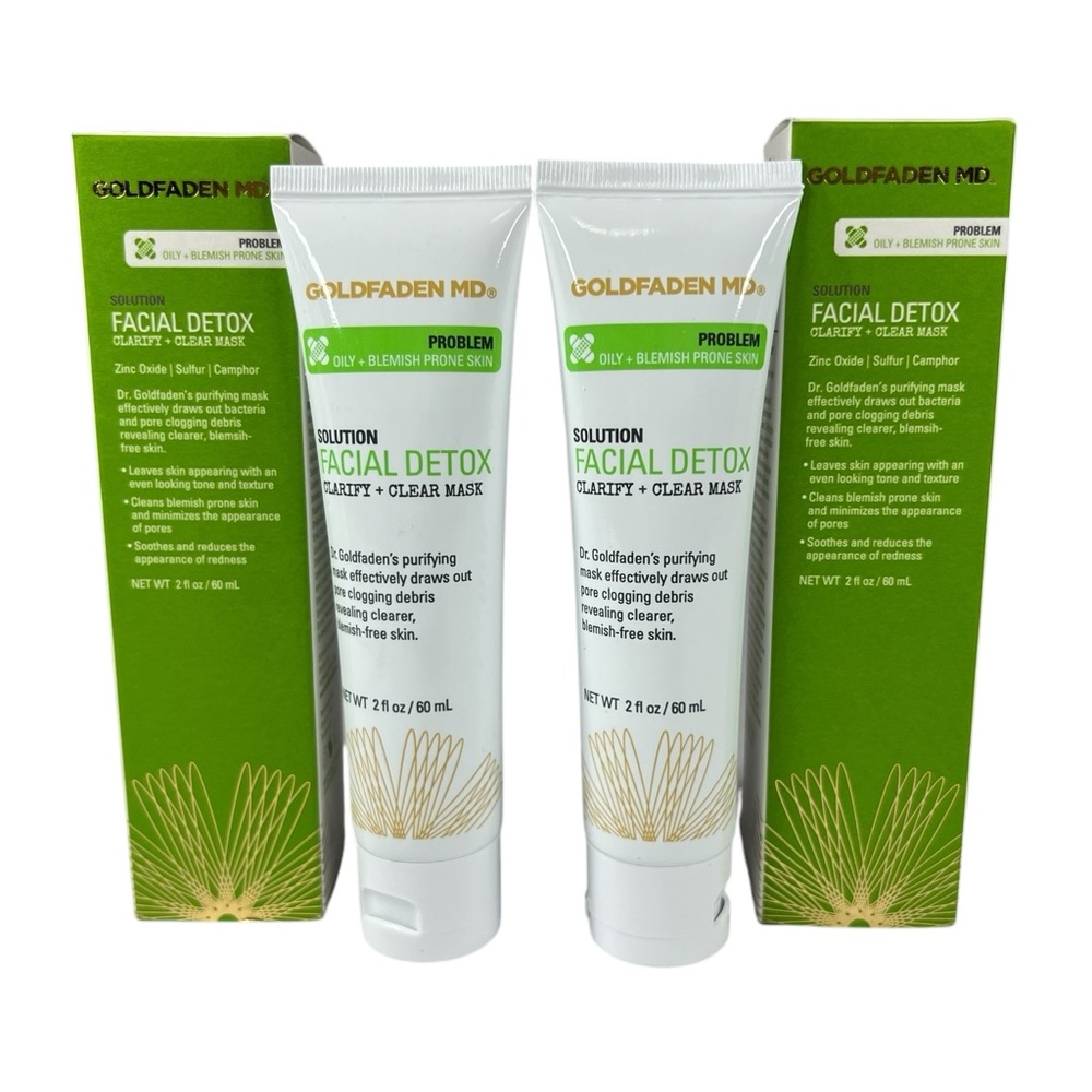 NEW 2x Goldfaden MD Facial Detox Clarify + Clear Masks For Blemish Prone Skin